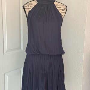 American Threads Midnight Blue Pleated Mini Dress